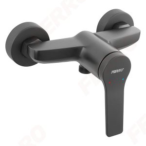 Bateria Ferro Stratos Black natryskowa ścienna