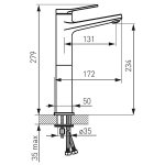 Bateria Ferro Stratos Black umywalkowa, nablatowa