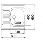 Pyramis INTL 60 x 60 1B1D - Ociekacz od strony prawej