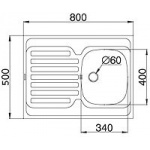 Pyramis INTL 80 x 50 1B1D - Ociekacz od strony lewej