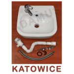 Umywalka FACILE 40x36cm + bateria+ korek automatyczny + syfon