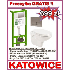 Stelaż podtynkowy Victoria + miska + deska + przycisk