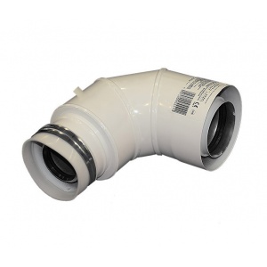 Adapter De Dietrich - Kolano 90° - 60/100 - 80/125 redukcyjny z odskraplaczem